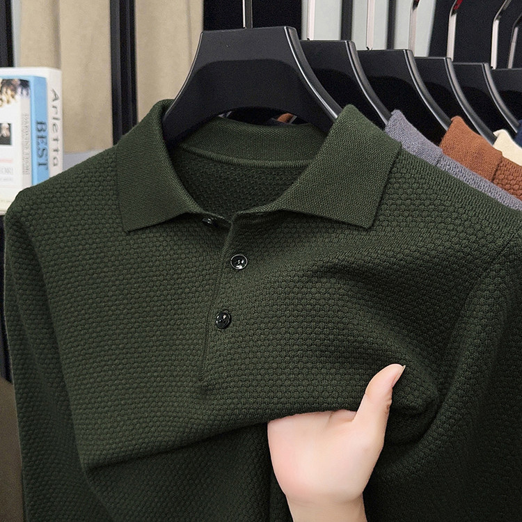 【返季清仓】羊毛衫500克秋冬新2025长袖纯色翻领针织衫保暖毛衣男