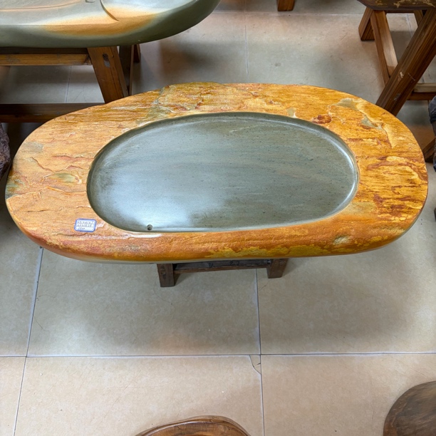 广东肇庆天然金包玉原石端砚茶盘简约设计适合客厅家用