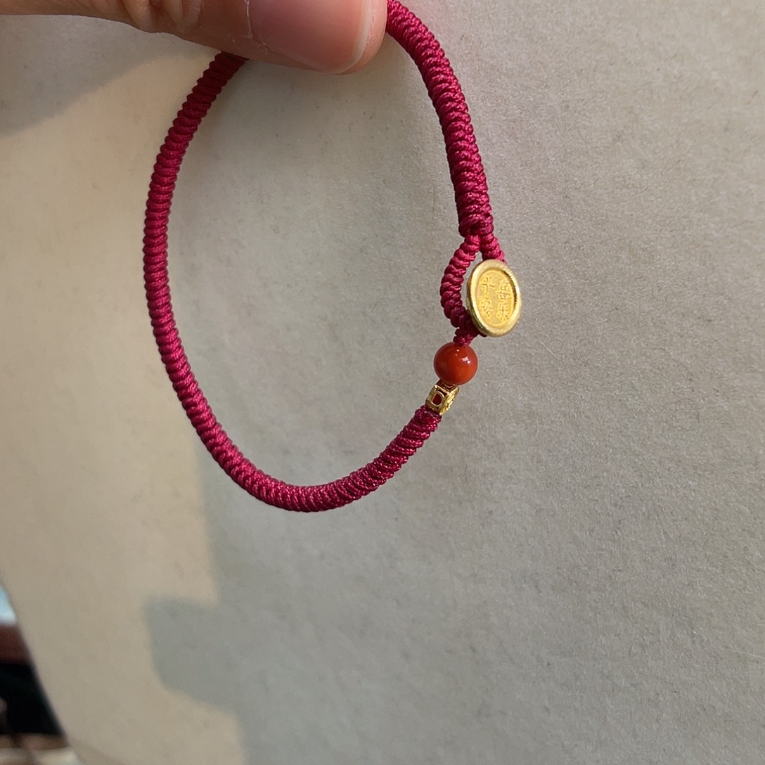 南红玛瑙18K金镶嵌手绳