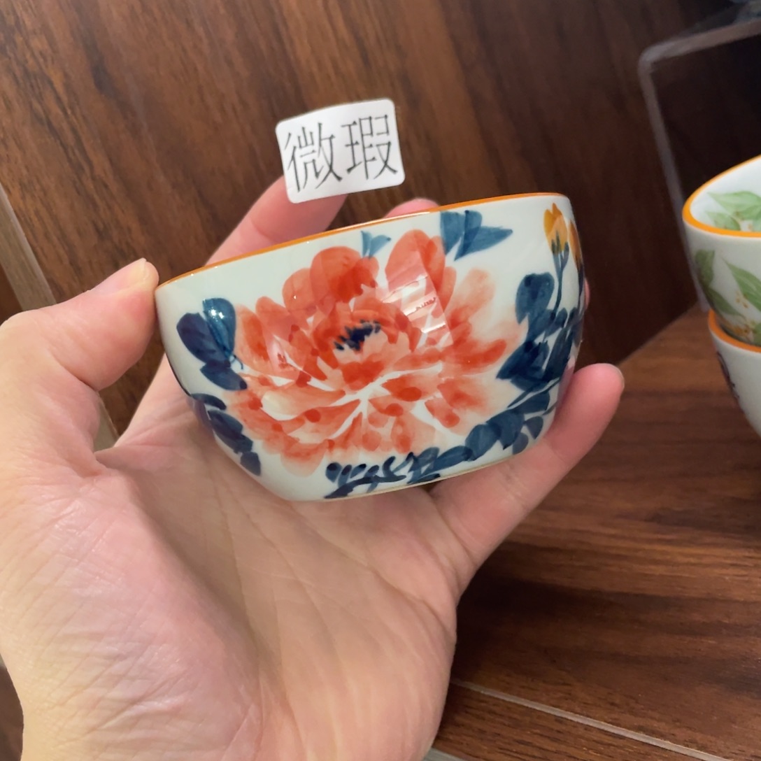 釉下手绘茶具微瑕