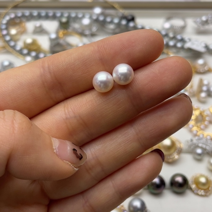 海水珍珠耳饰银S925镶嵌