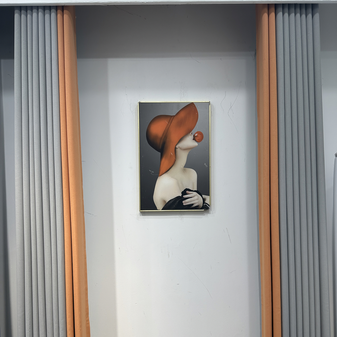  新款加厚雪尼尔麻：灰橘（成品窗帘）