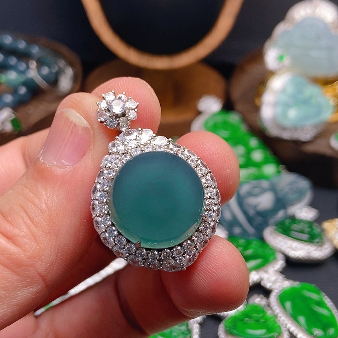 翡翠吊坠(不含链)银S925镶嵌899吊坠