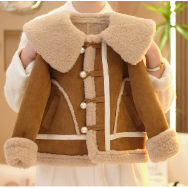 【米小洛】2025冬款休闲新款儿童女童毛呢洋气宝宝韩版翻领上衣