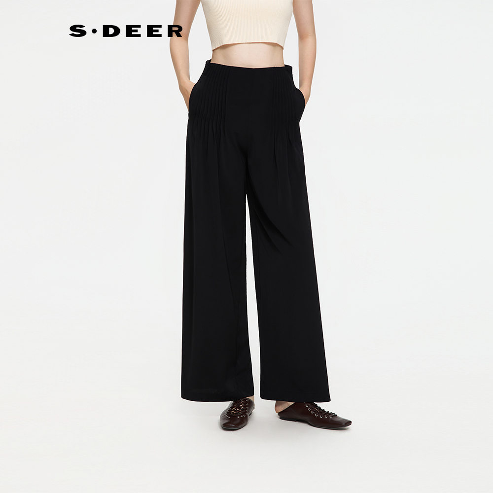 S·DEER圣迪奥【极简都市摩登】秋季高腰时尚休闲百搭长裤S253Z0816
