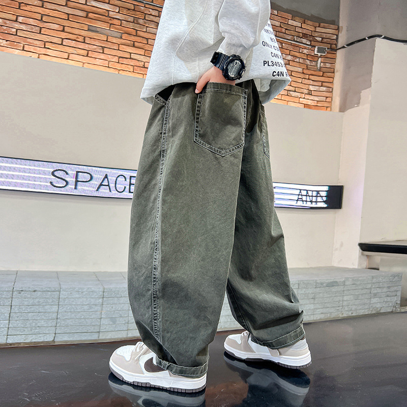 【现货现发】男童春秋渐变复古直筒工装裤宝贝亨亨K241KZ4098