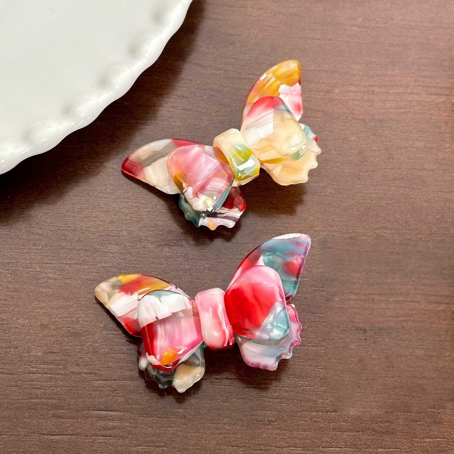 法式小香风醋酸高级感立体蝴蝶发卡约会刘海发饰