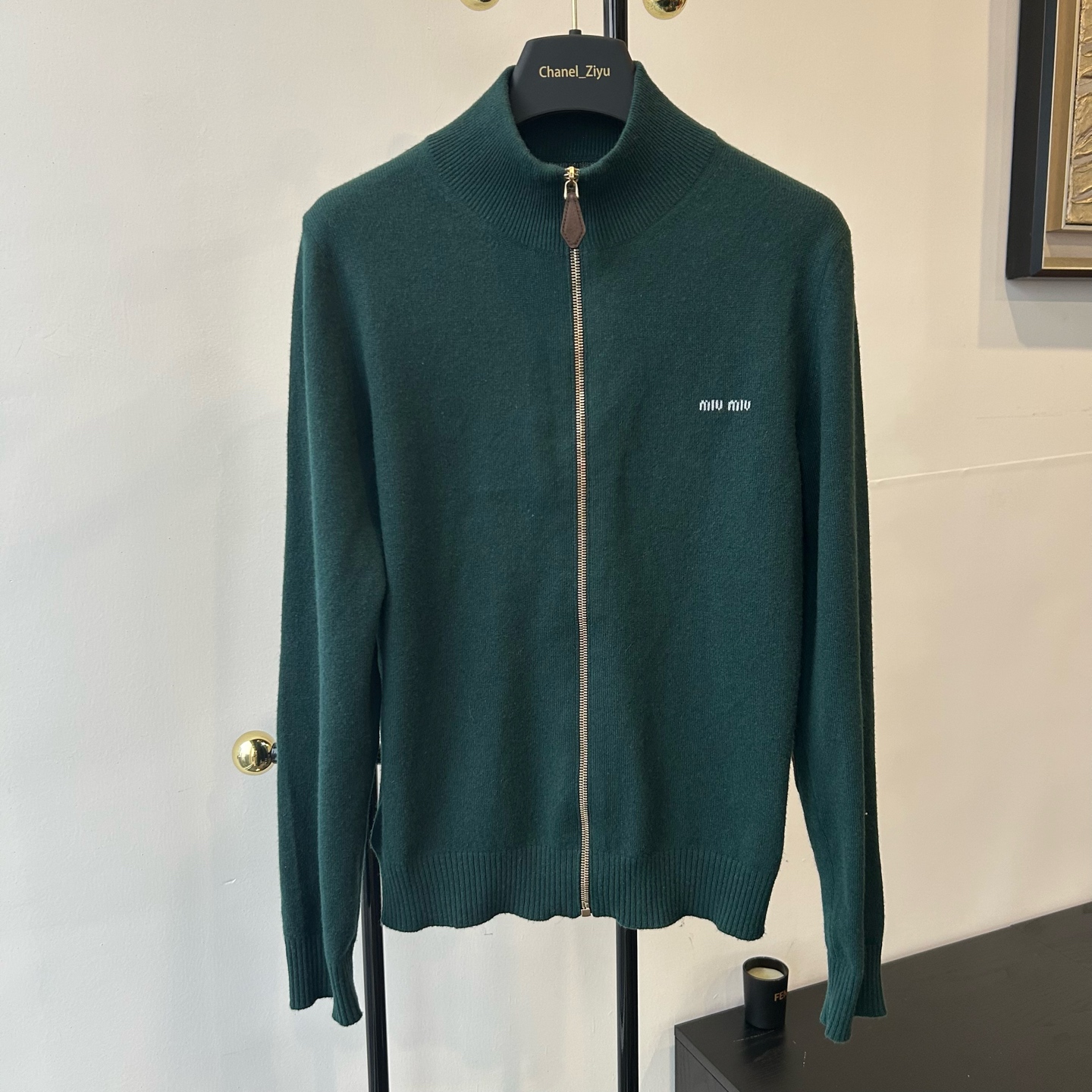99新 MIU MIU/缪缪  Miu Miu缪缪拉链针织开衫38码
