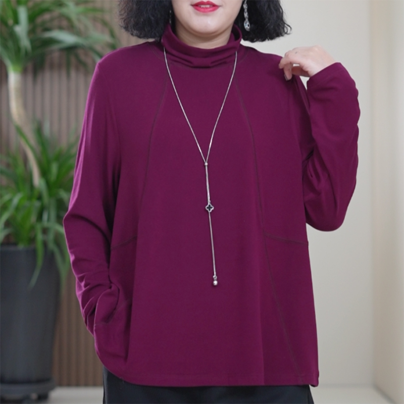 【丽丝羊】绒半高领打底衫女大码弹力锁温蓄热防螨春季显瘦T恤上衣