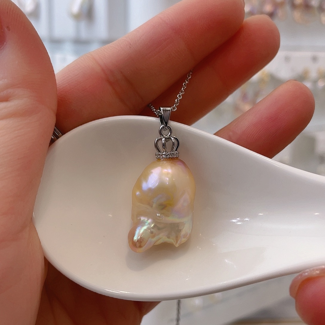 淡水珍珠天然珍珠巴洛克银S925镶嵌