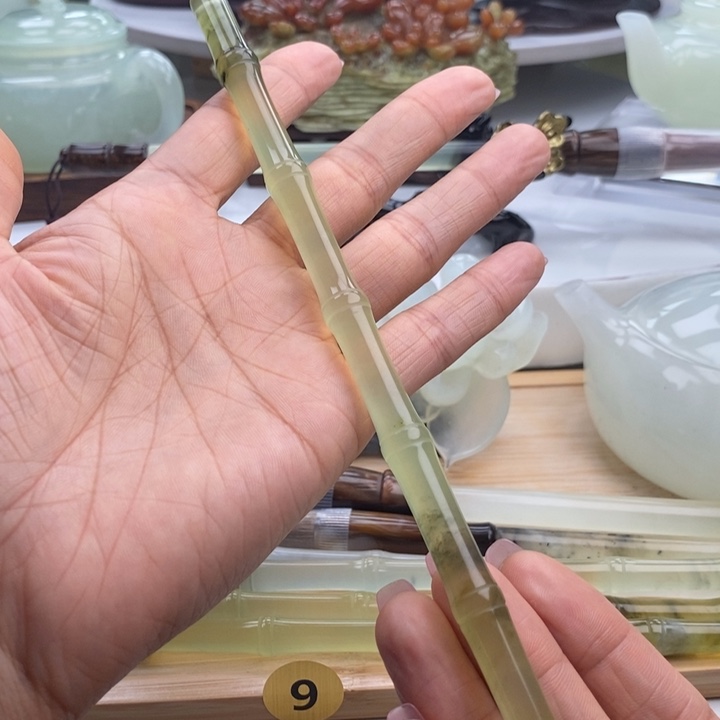 岫玉未镶嵌四大名玉毛笔一**光