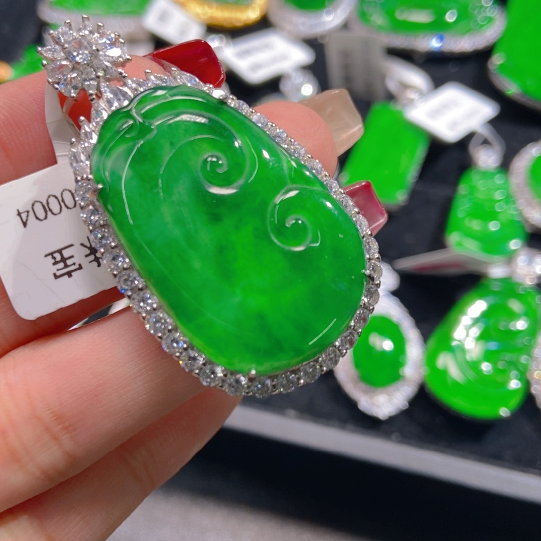 翡翠吊坠(不含链)银S925镶嵌