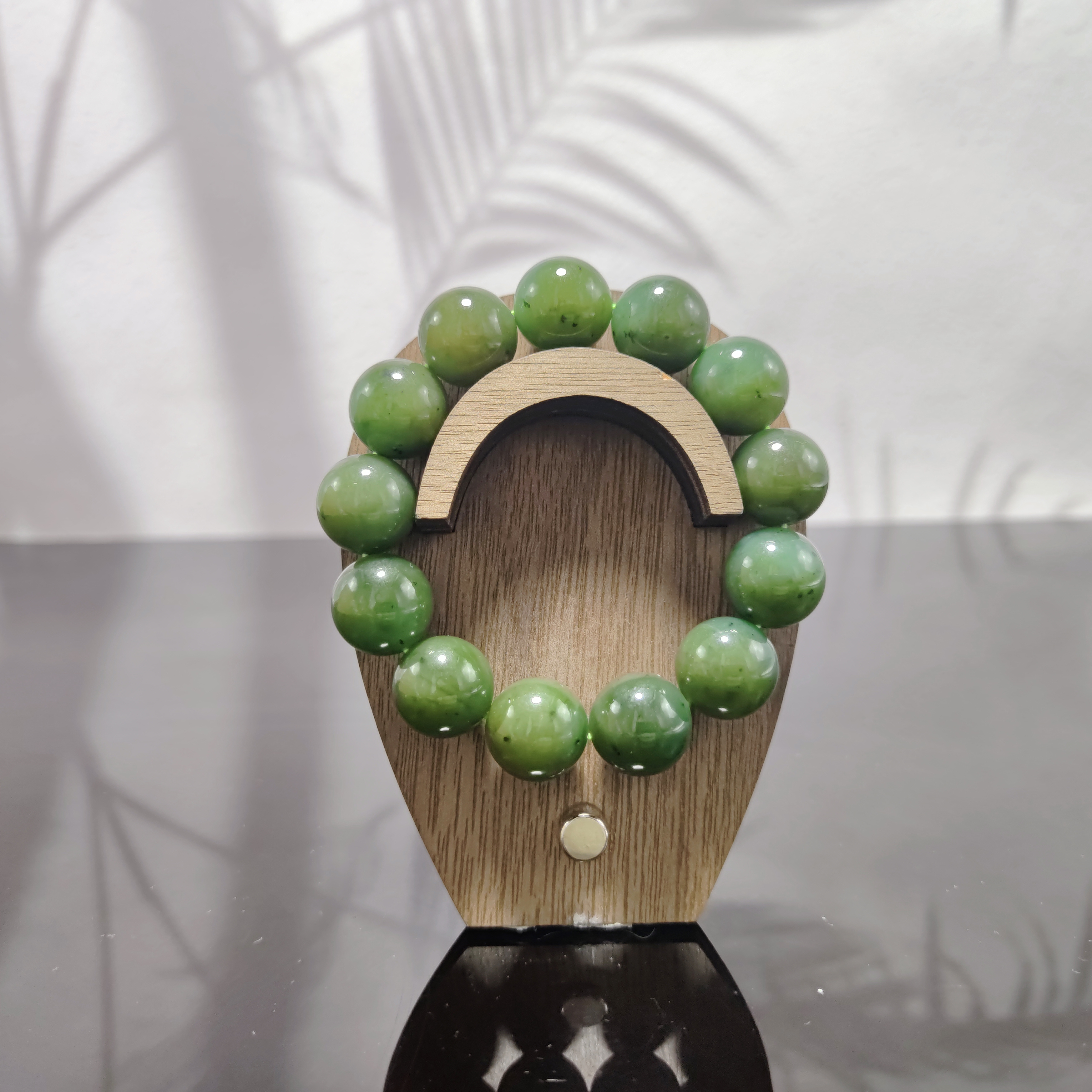 R和田玉碧玉圆珠手串（卡16）0886