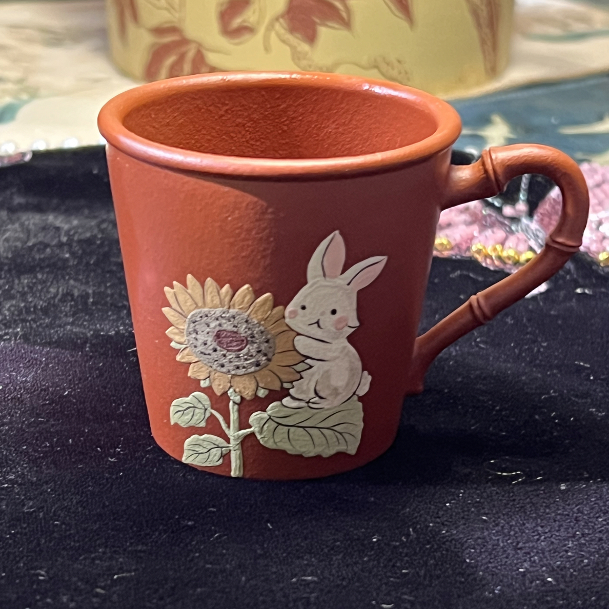 宜兴原矿小红泥侧把可乐杯全手工手绘80ml品茗杯