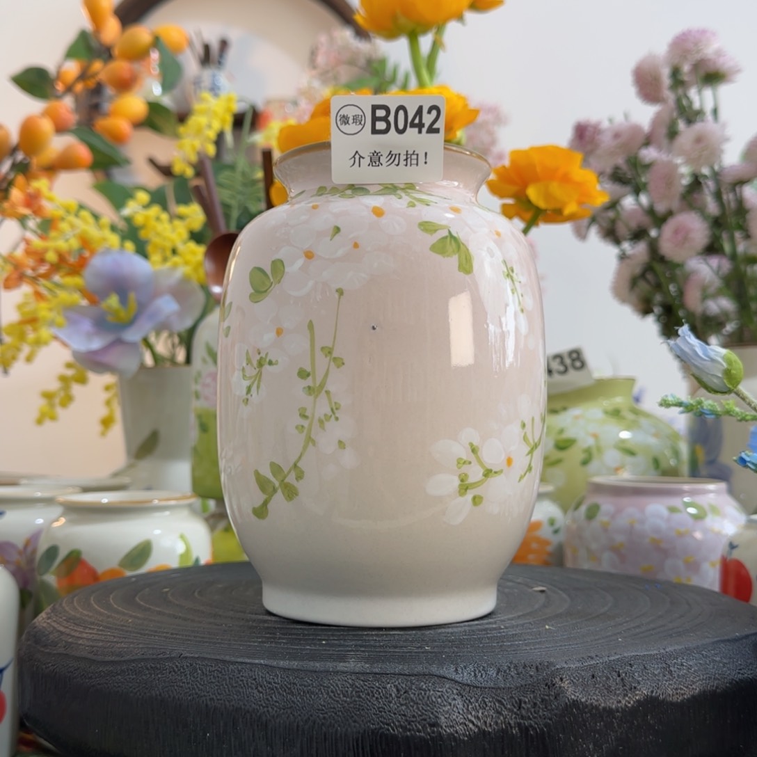 摆件景德镇陶瓷手绘花瓶摆件无孔