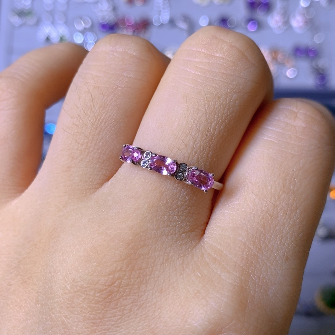 蓝宝石戒指银S925镶嵌福*福