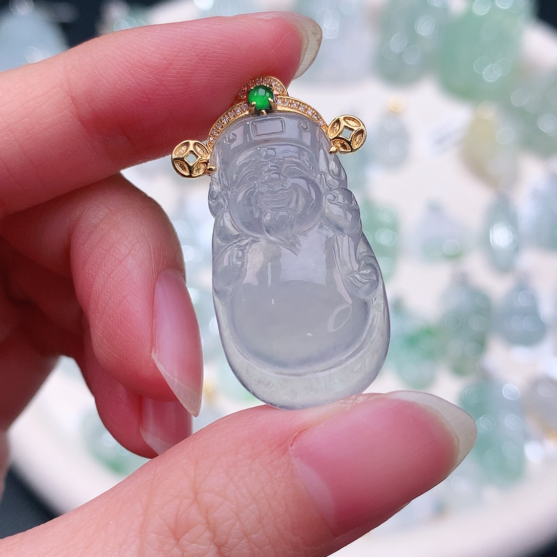 颈饰18K金镶嵌翡翠34-16.8-4.8