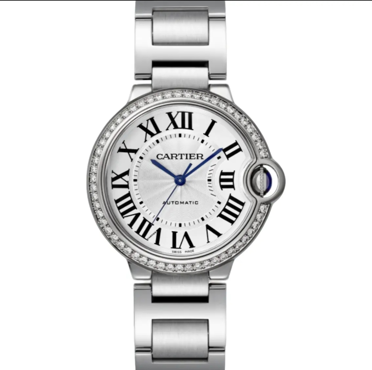 99新 Cartier/卡地亚 蓝气球系列/36mm精钢钢带圈钻罗马/W4BB0017