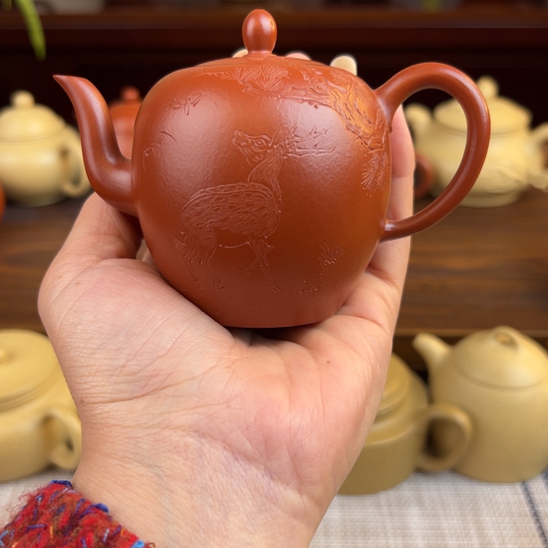 茶壶紫砂朱泥美人肩全手140cc