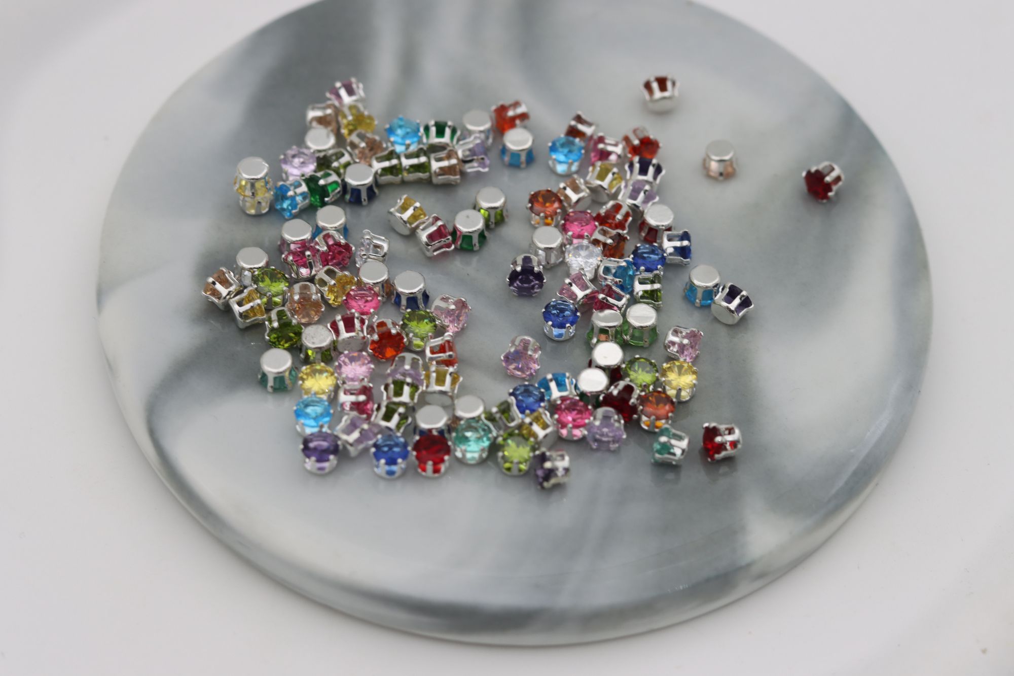 4mm水晶锆石银爪钻保色手工编绳手链项链diy饰品配件