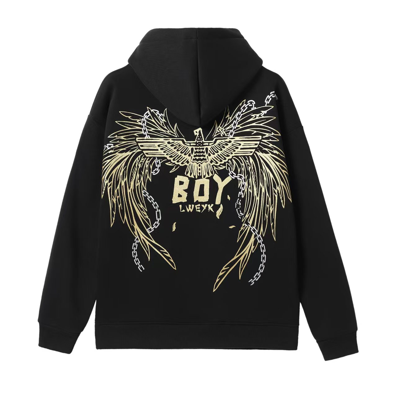 {耀羽星链}秋冬季男士休闲针织烫金连帽卫衣宽松潮流简约时尚百搭