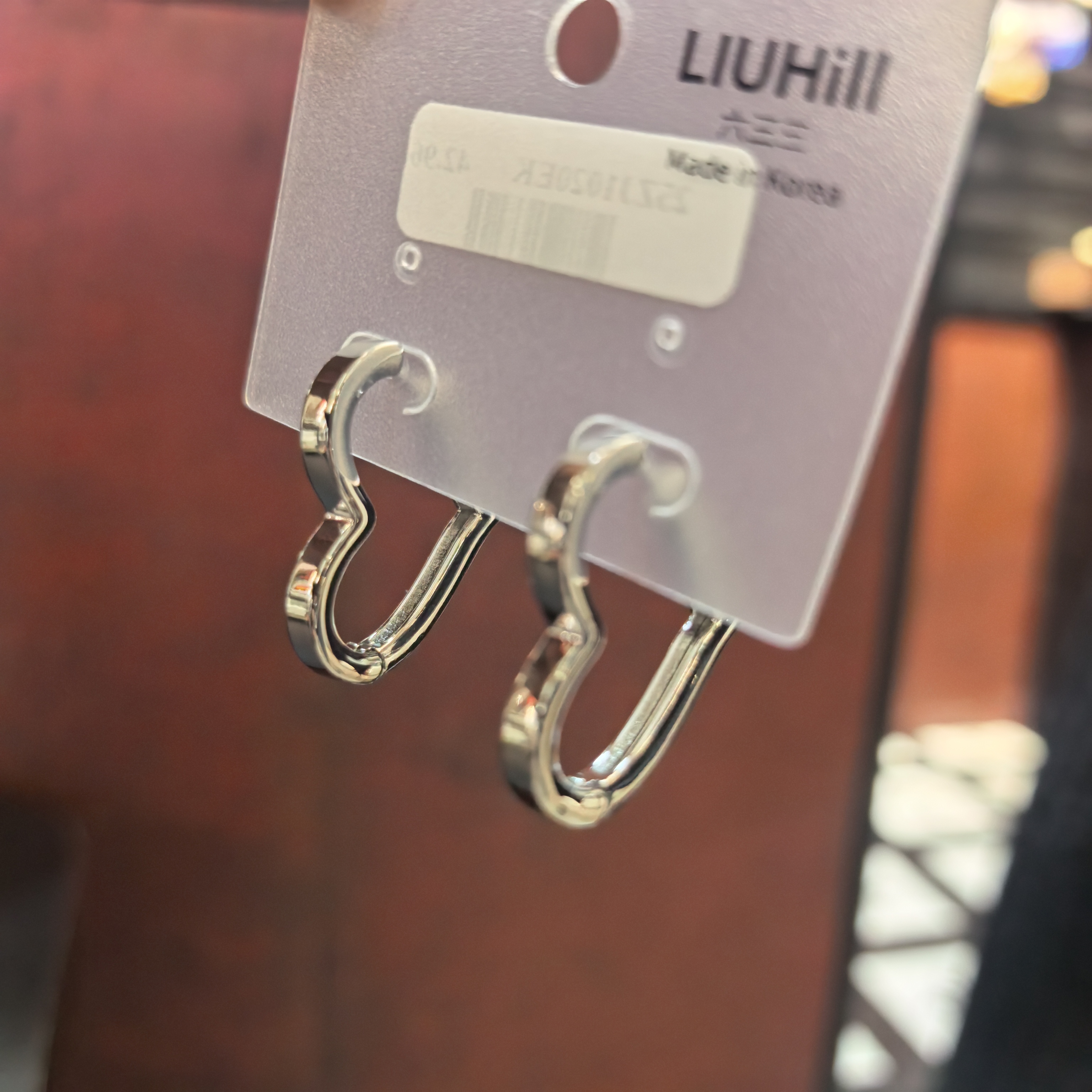 铜合金锆石耳饰 D486银色楼空爱心泡菜耳扣款耳饰