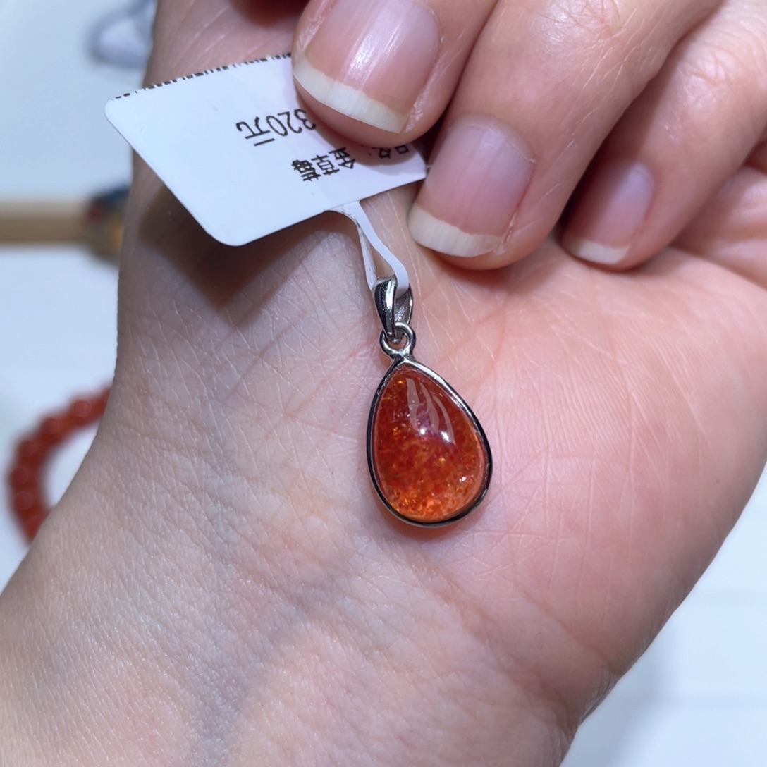 日光石颈饰银S925镶嵌