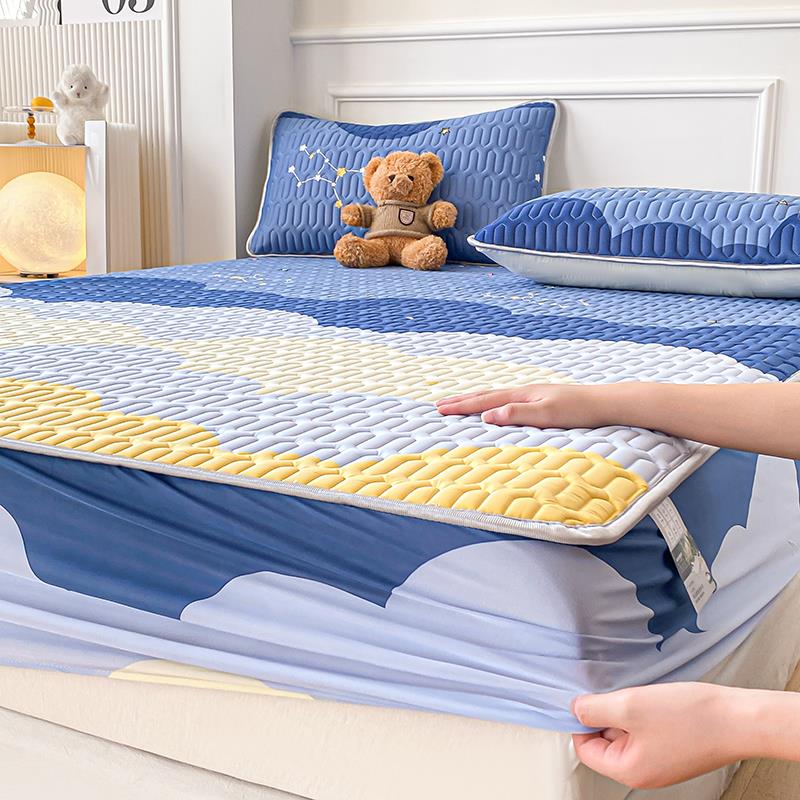 包边可机水洗乳胶凉席床笠款冰丝席夏被四件套夏季床罩新款儿童三