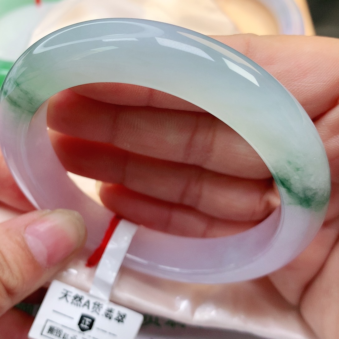 未镶嵌手镯翡翠双彩冰飘花毕业镯6262号