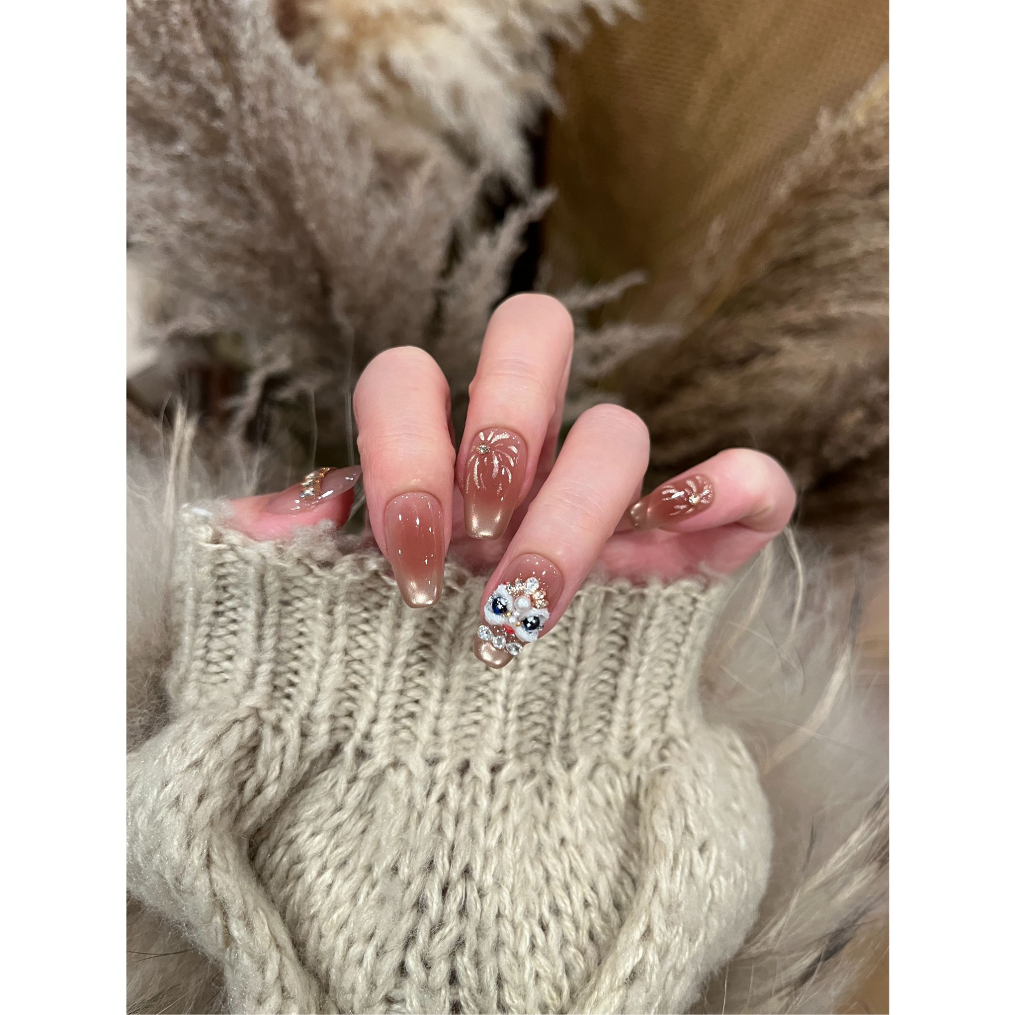 茉哉III【瑞狮点睛/AB甲】纯手工定制美甲拆卸穿戴甲A5383