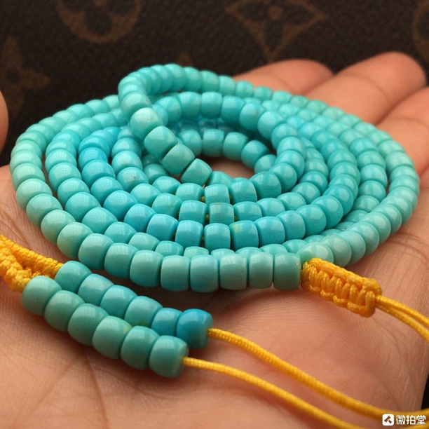 4.5mm原矿高瓷蓝直切墩子108串，佩戴好看，盘玩更润