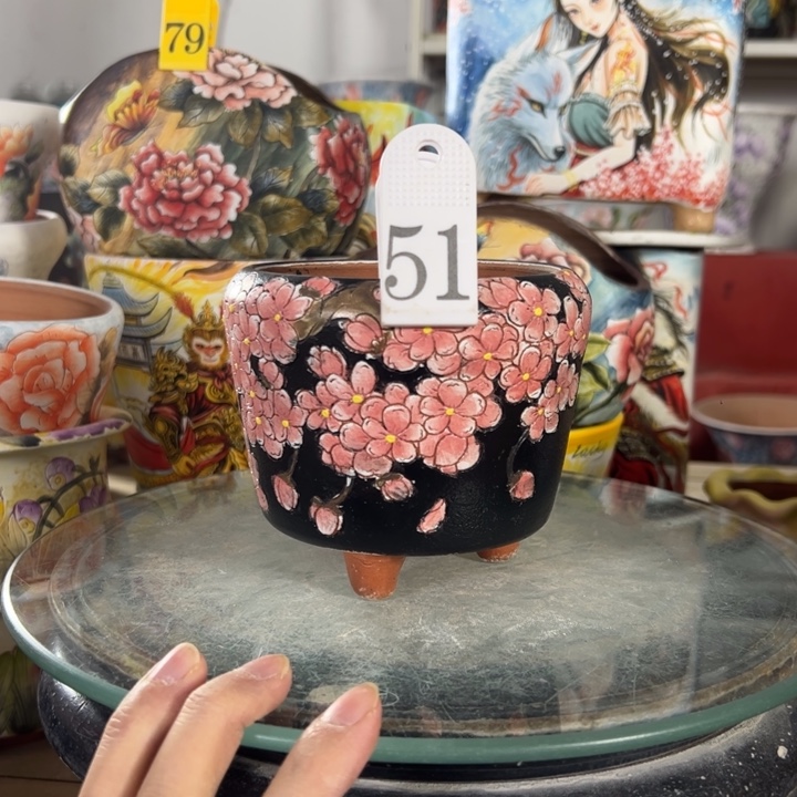 满38包邮景德镇手绘花盆