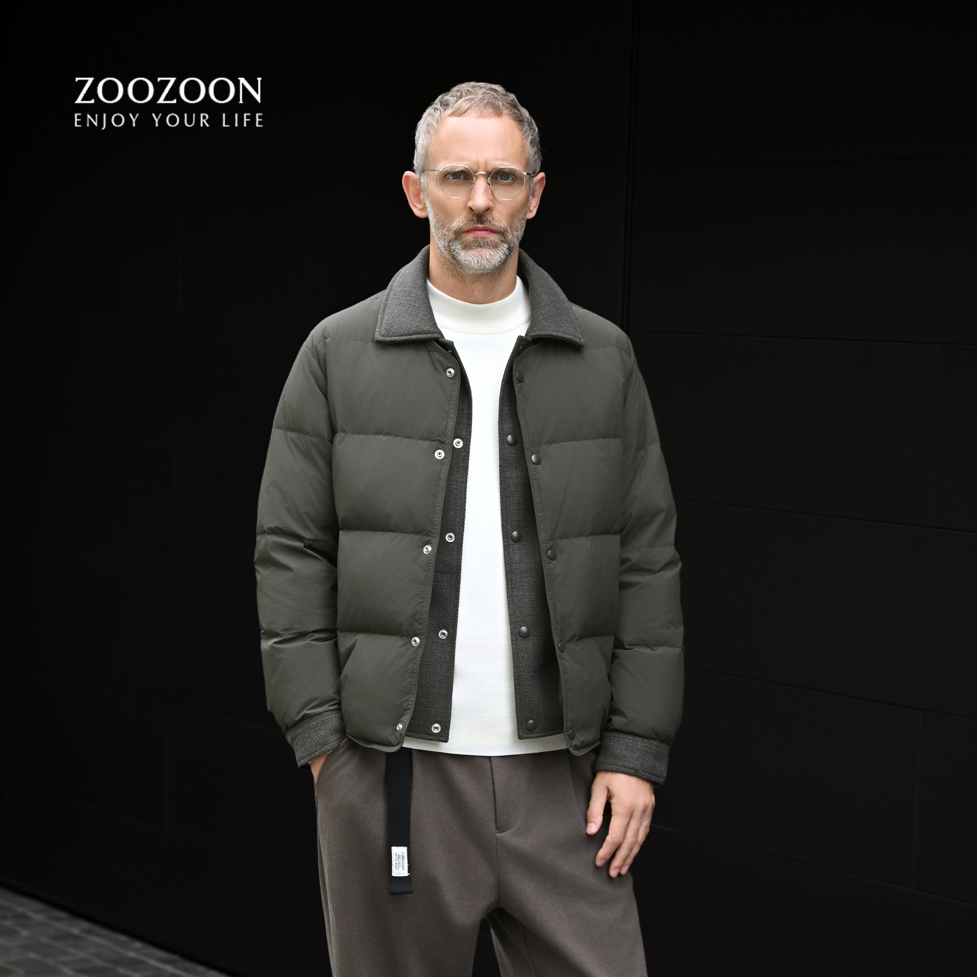 男士羽绒服2025新款冬季假两件拼接翻领外套男款加厚保暖防寒男装