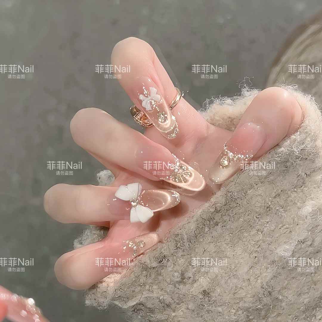 【金色恋人】高品质轻奢显白可重复佩戴手工穿戴光疗甲美甲贴