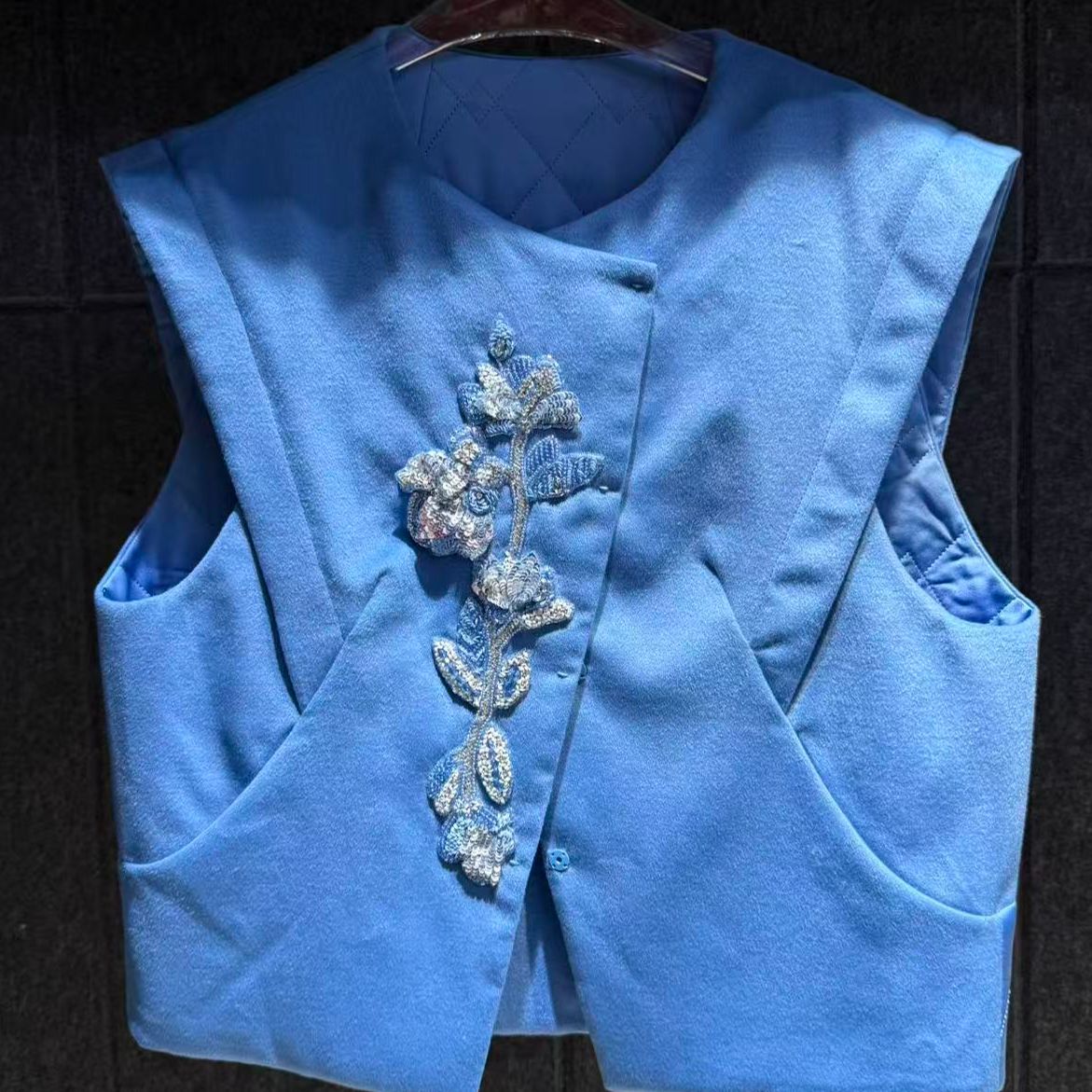 LAMAISONJADE玉琼蓝色马甲（棉蓝）J25A0200