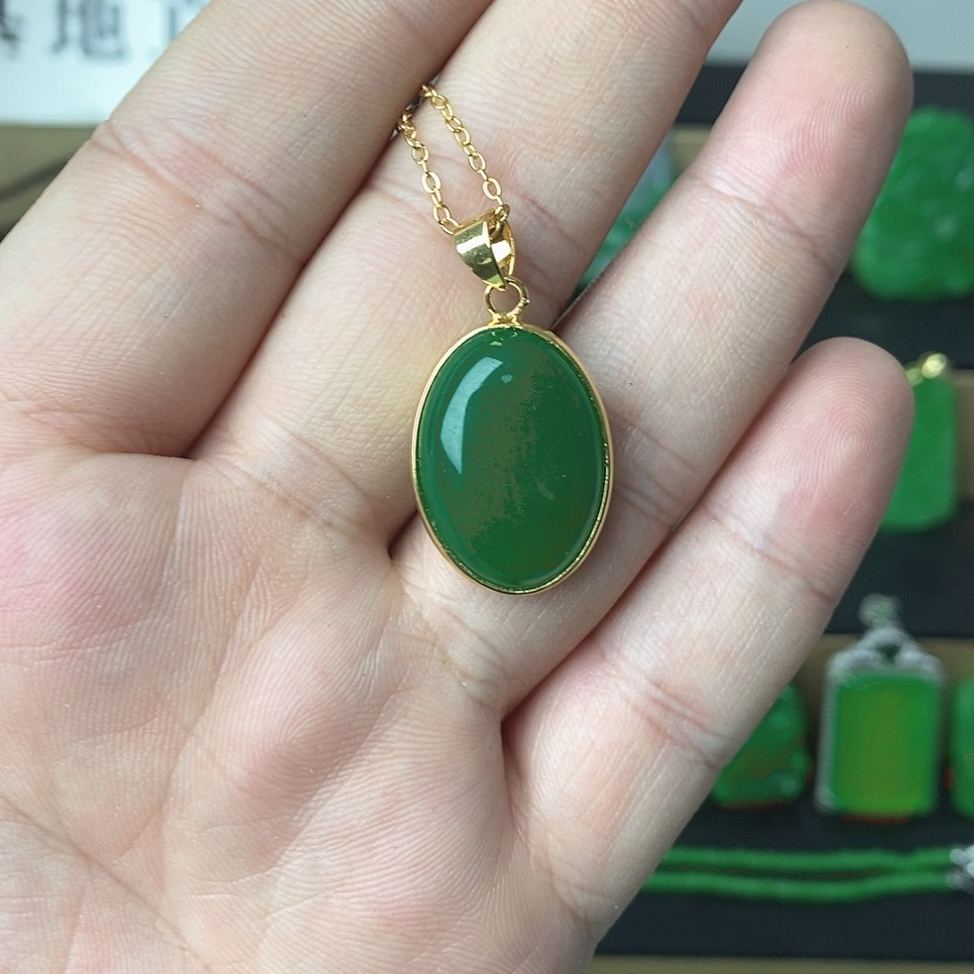 翡翠银S925镶嵌吊坠(赠链)