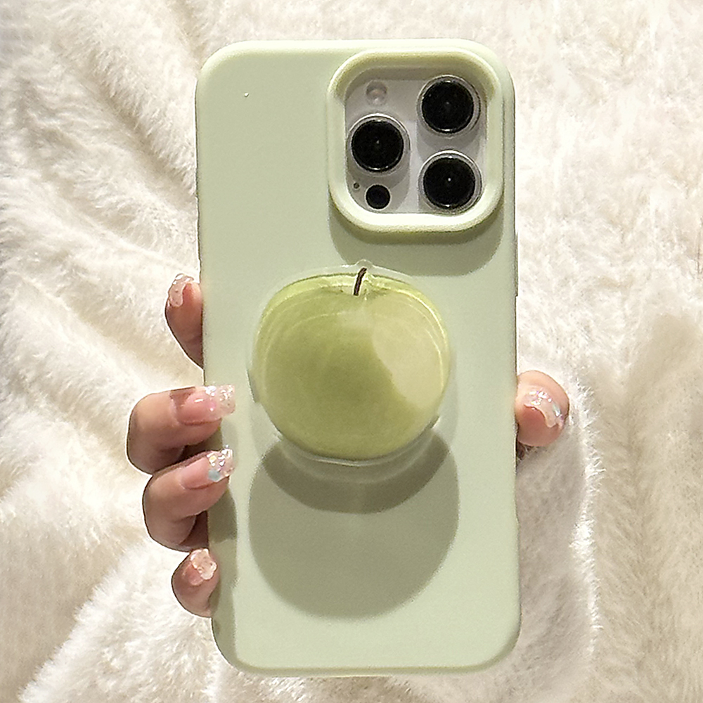春夏绿色青苹果支架17promax苹果16手机壳iphone14适用13小清新软