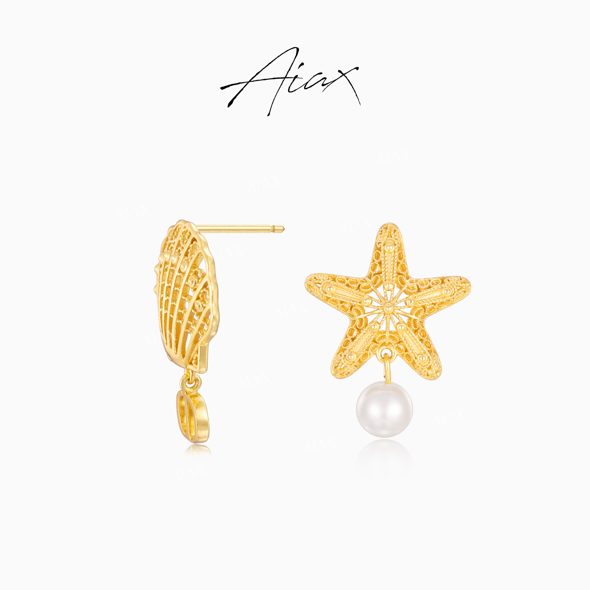 AIAX 镀K金925银针 精致简约高级感贝壳星形耳环TSL2949
