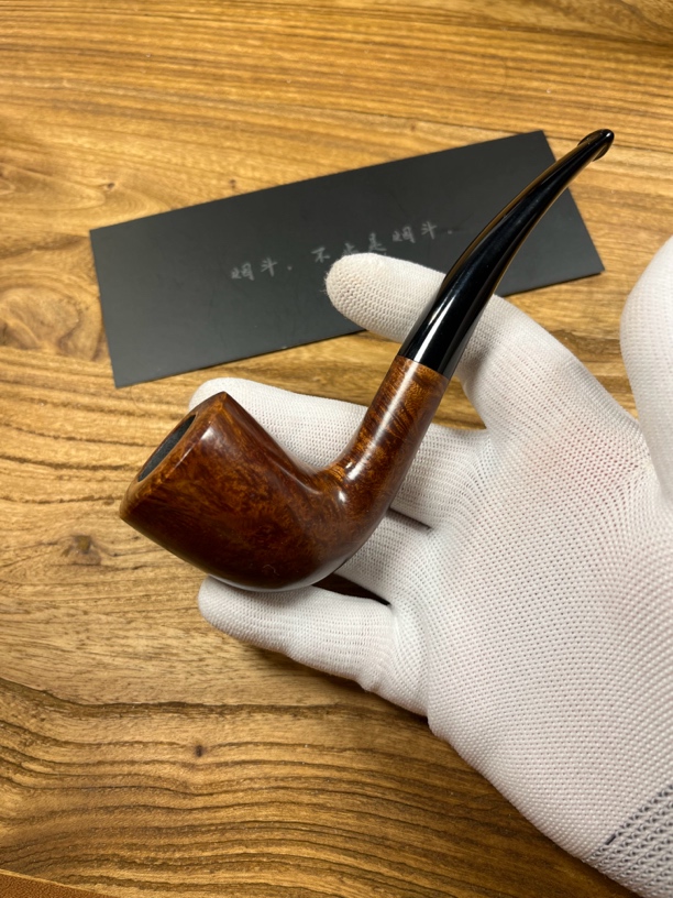 手工光面微弯祖鲁石楠木烟斗