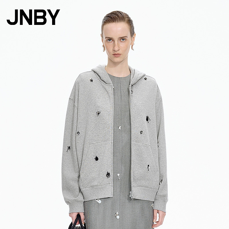 【商场同款】JNBY/江南布衣25秋新品卫衣连帽开襟宽松5P9411340