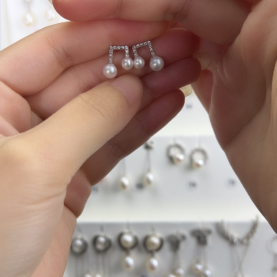 耳饰淡水珍珠银S925镶嵌