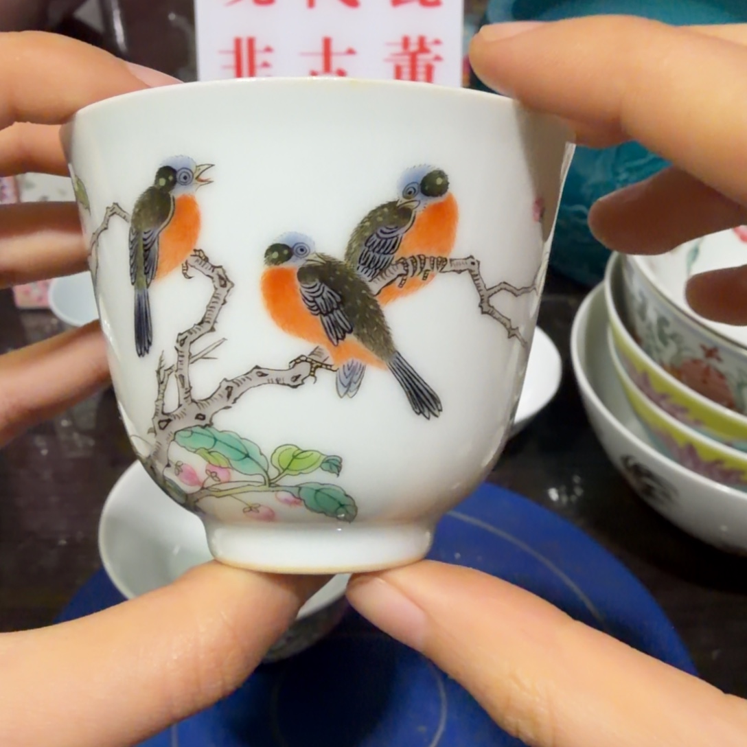 玻璃花鸟杯一个1111