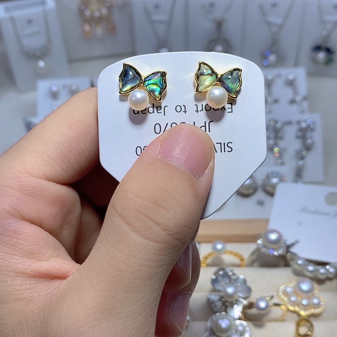 淡水珍珠耳饰银S925镶嵌