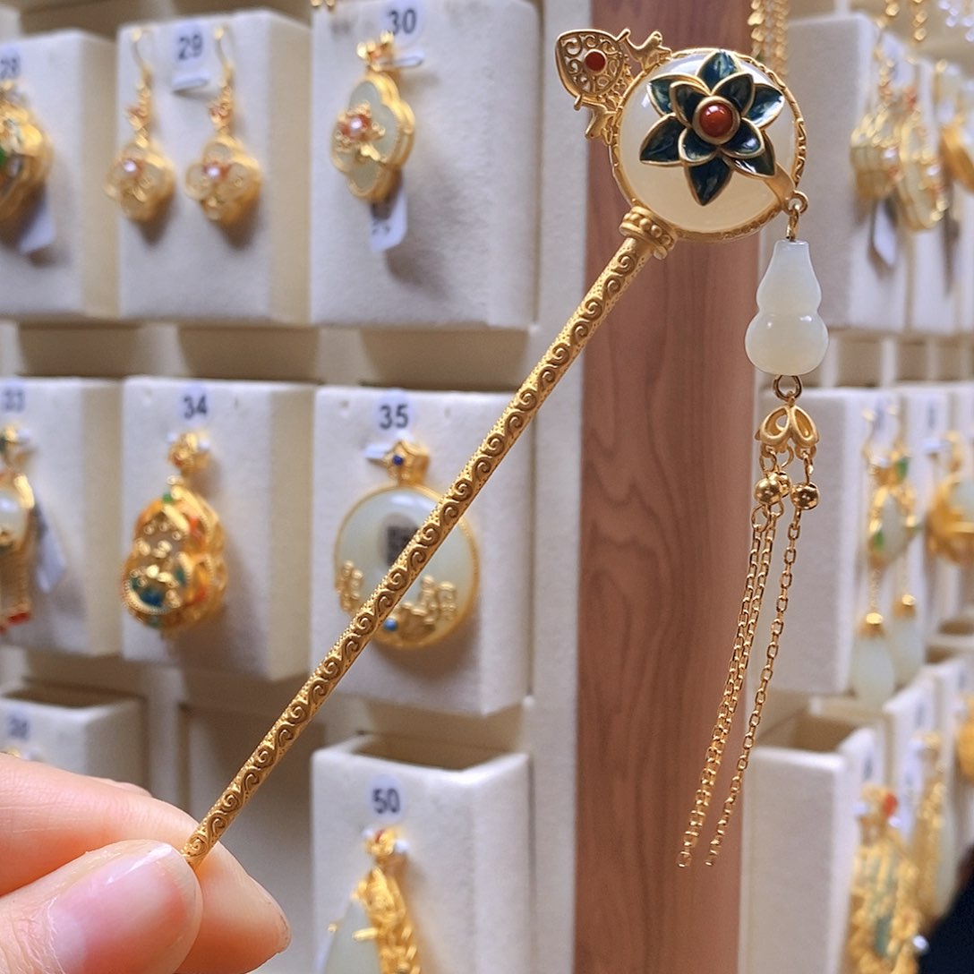 和田玉颈饰银S925镶嵌