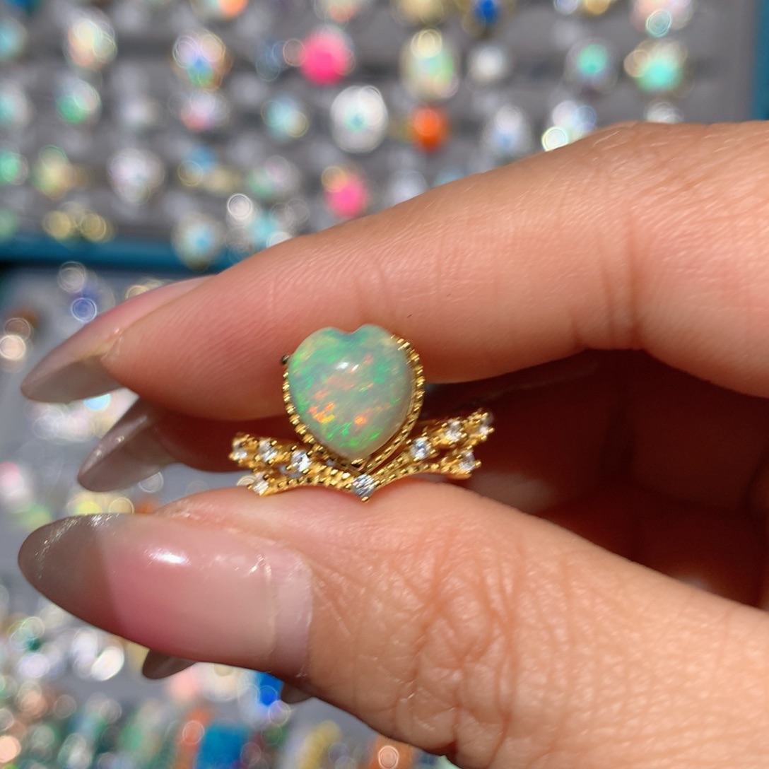 欧泊福利戒指银S925镶嵌