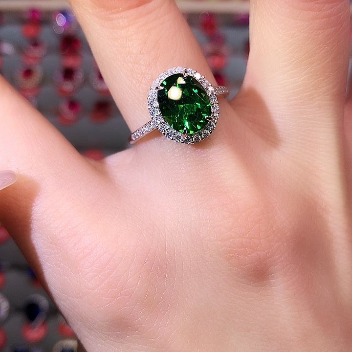 透辉石戒指银S925镶嵌