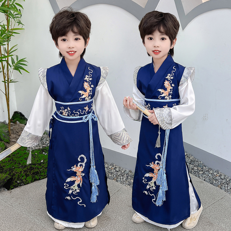 春秋季民族风男童中国风汉服宝宝古装演出服表演服男童汉服