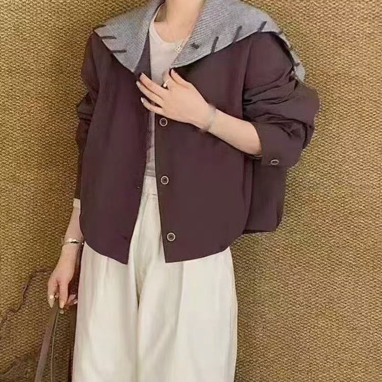 拉链翻领女短款秋季厚款短外套显瘦女装休闲韩版宽松