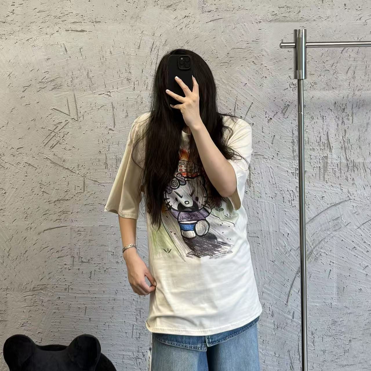 《小韩韩推荐》愤怒小猫T恤大码女装微胖显瘦穿搭宽松百搭舒适短袖