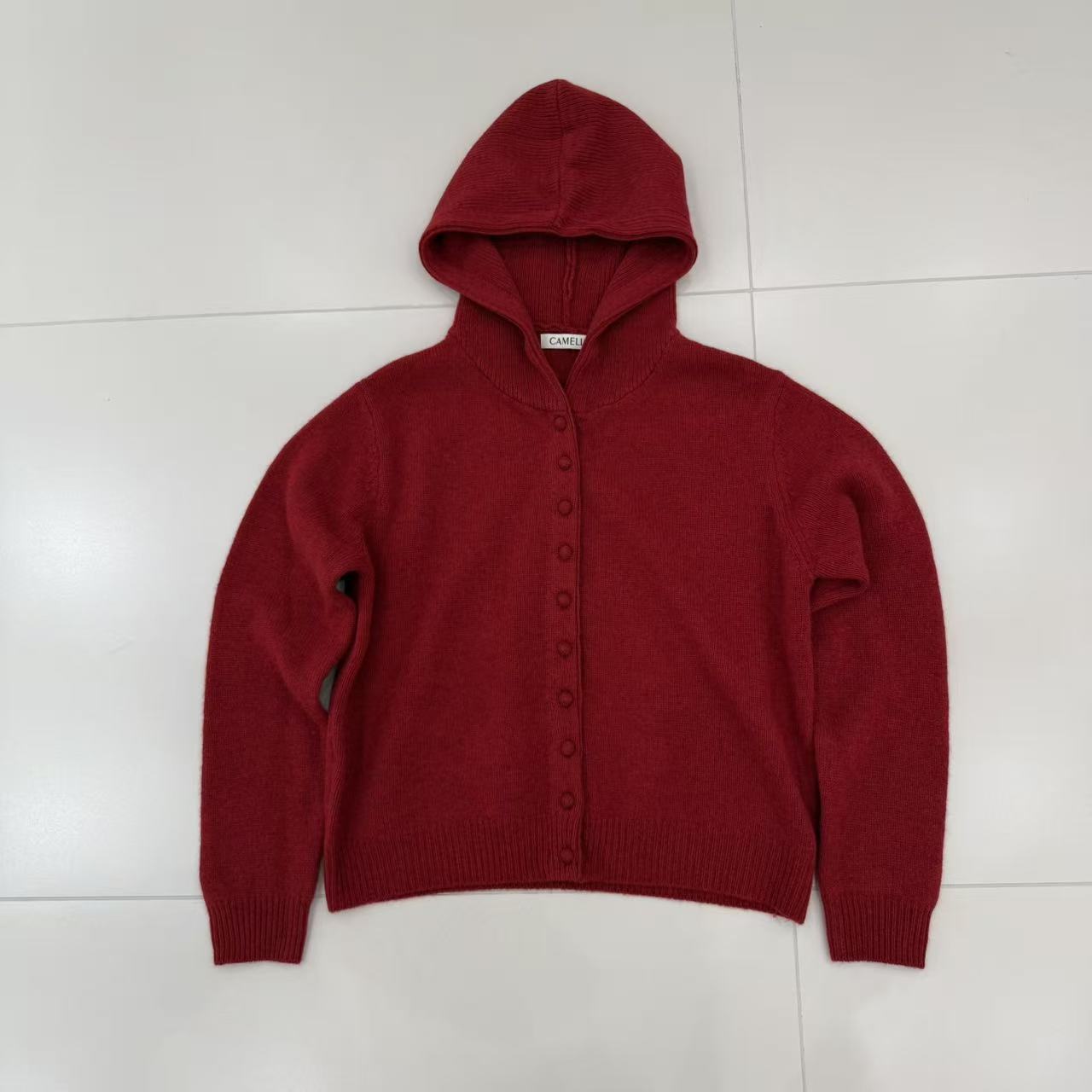 秋冬加厚连帽针织纯色百搭女士毛衣开衫